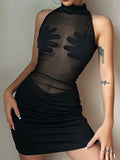 INS 2024 Summer New Women's Fashion Round-Neck Sleeveless Sexy Perspective Fit-Up