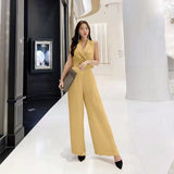 Retro Waist Thin Temperament Professional Women's Suit Collar Trousers Fashion Trousers Wide Leg