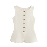 Women's Clothing 2025 Autumn New Golden Buckle Repair Knitted Vest Vest
