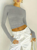 Women's Clothing 2025 Spring Women's New T-Shirt Fashion Solid Color Round Collar Shirt Top