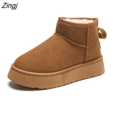 Heels Women Botas 2023 Winter Platform Short Plush Warm Snow Chelsea Boots Fashion Ankle Suede Pumps Casual
