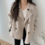 Chic Autumn And Winter French Temperament Suit Double Buckle Loose Leisure Long Sleeves Warm