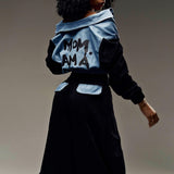 Splicing Suit Girl T-Tie Zip Open Trousers Letter Print Short Coat Street Tide