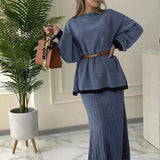 2025 New Women's Long-Sleeved Knitting Jacket Waist Half-Dress Suit