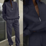 Women's New Casual Fashion Thicken Long-Sleeved Trousers Two