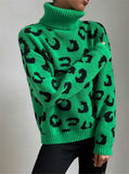 And Winter New High-Necked Knitted Leopard