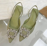 Zingj Sandals Female Fine Heel Summer Design Sense Fairy Wind A Word With Water Diamond Pointed Head Temperament High-Heeled Shoes