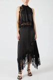 Women's Sleeveless Lace Opening Two-Piece Round Collar Vest Hollow Splicing Women