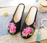 Zingj High Heel Hot Diamond Women's Cloth Shoes Summer Linen Embroidery Ethnic Wind Outside Wear Cool