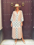 Women's New Striped V-Neck Dress Women's Summer Loose Casual