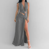 Women's New Hollow Knotted V-Neck Sleeveless Foldless Irregular