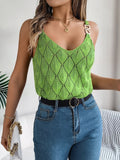 Shooting 2025 Spring And Summer V-Neck Hollow Metal Buckle Sling Knitted Shirt Vacation Women's