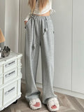 Jogging Sweatpants White Women Pants High Waist Baggy Sports Pants Chic Lace Up Casual Fashion Female Trousers