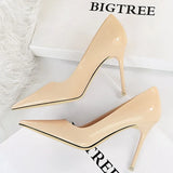 Shoes Patent Leather Woman Pumps Pointed Toe High Heels Sexy Women Office Shoes Stiletto Heels Fashion Women Basic
