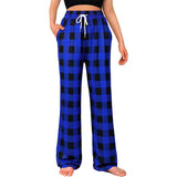 Straight Casual Comfortable Drawstring Stretch Plaid