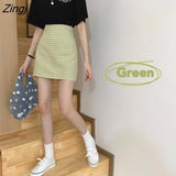 Women Plaid A-line Fashion All-match Students Ulzzang Chic Casual Elegant Ladies Classy Stylish Tender Female Slim