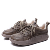 Layer Of Cowhers Casual Lace Handmade Women's Shoes Early Spring New Leather Flat-Solt Sports Wind Soft Sole Single Shoe