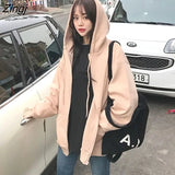 Sweatshirts Women Hooded Spring Solid Korean Style Lace-up Pockets Womens Leisure Loose Trendy Students Chic Ulzzang