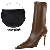 Shoes Leather Boots Women Ankle Boots Autumn Winter Boots Women High Heels Short Boots Ladies Booties Chaussures