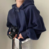 Solid Color Oversized Cropped Hoodie-Outfit