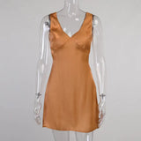 Fashion Clubwear Sexy Cami Mini Dress For Women Sleeveless Lace Up Summer Minimalist Casual V-Neck Basis Vestidos