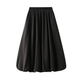 And Korean Vintage Flower Tacarflies Lantern Skirts Women's Autumn Lazy Casual A-Word Balloon Pample Skirt