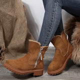 Plus Thick Thick Snow Boots Women's Side Zipper Round Head Large Size Short Boots