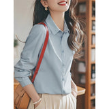 Long-Sleeved Shirt Women Spring And Autumn New Temperament Repair Interview Commuting Shirt Career Grinding Cotton Top