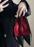 Black High-Heeled Women's Fine Heel Sexy Night Scene 2025 Spring And Autumn New Bed Patent Leather Pure Lusty Single