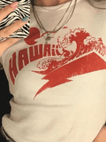 Hawaii Scene Printed Crop Top- Outfit