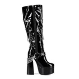 Y2k Metal Chain Punk Gothic Coarse High With Large Size 44 Female High Barrel And Knee