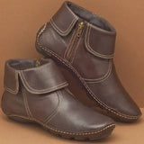 Female Round Head Artificial PU Casual Women's Leather Boots Side Zipper Martin Boots With Female Short