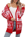 And Winter Sweater Women Christmas Elk Snowflake Embroidered Knitted Jacket