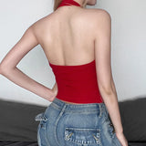 Letter Print Neck Vest 2024 Sexy Spice Girl With Tight Back And Thin Inside Wearing A Sling