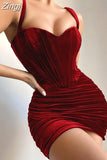 Quality Summer Velvet Bodycon Dress Women 2023 New Arrivals Lined Green Party Dress Sexy Celebrity Evening Club Night