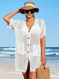 Hoodie Hollow Knitted Short Sleeve Open-Sleeve Seaside Swimsuit Sunscreen Coat