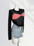 Zingj Design Sense Contrast Color Sweater Female Early Spring New Pure Desire Wind Wipe Chest Soft Sister Jacket Sweet