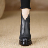 Bare Boots 2025 Autumn And Winter New Waterproof Table Retro High-Heeling Short Boots Fashion Thick And Pointed Boots