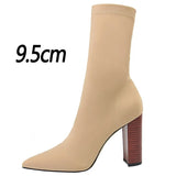 Shoes Women Boots Fashion Ankle Boots Pointed Toe Stretch Boots Autumn Stiletto Socks Boots High Heels Ladies Shoes