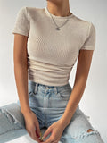 And Summer New Products To Repair The Folding Round Collar Knitting Short-Sleeved