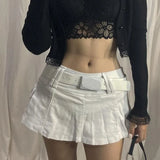Zingj New Solid Color Personality Street Spice Girl Style Women's Denim Pleated Skirt