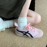 Derain Women's 2025 Spring And Summer Korean Edition With Pink Ballet Little White Shoes Flats Commer'an Casual Agan