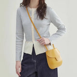 Striped 100 Folded Hem Knitted Women's Early Spring New Design Sense Of Small Gentle Comfortable Long-Sleeved