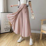 Women 2025 Early Spring New Korean Pressure Folded Skirt Broad Legs Long