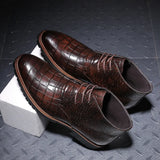 Zingj Men's Round-Head Casual Shoes Men's Leather Boots Front Strap Pressed Martin Boots Plus Size Men's