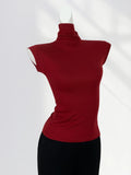 Zingj West Sister With The Same Wine Red Short-Sleeve T-Shirt Female Shoulder Chic Beautiful Small Shirt This Life Year Slim