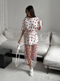 New Sexy Women's Long Love Mesh Splicing Loose Short-Sleeved T-Shirt
