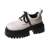 Women's Shoes Spring And Autumn High-End Thick-Skin Thick-Heeled Small Leather Shoes Ladies Light Mouth Retro Lace With Skirts Women's Fashion Single