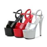 Zingj Lacquered Leather Sandals High Heels Sexy Black Waterproof Platform Hate Day High Slippers Female