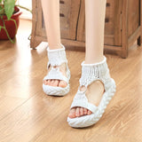 Thick-Soled Soft-Soled Toe-Ss Cake Thick-Soled Sandals Comfortable Knitted Knitted Roman Shoes